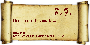 Hemrich Fiametta névjegykártya